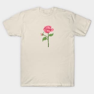 Pink Rose Plant  Botanical T-Shirt